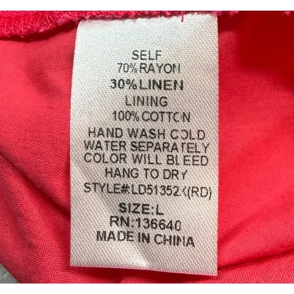 New Latiste by Amy Large Hot Pink V-Neck Romper Linen Blend Adjustable Straps - Picture 8 of 9